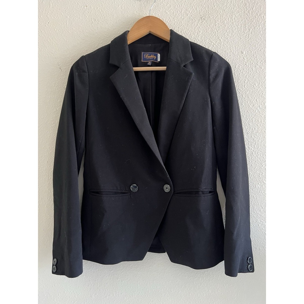 Buckley Tailors Solid Black Blazer Size 0 Preppy Business Casual Neutral Office
